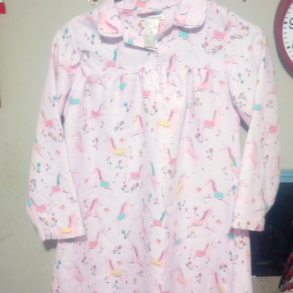Little girls sleep gown size 8 pink and green and yellow